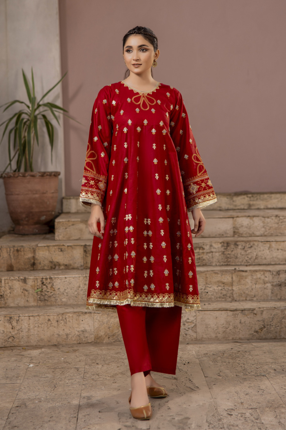 Best Selling - Cherry Charm 2Pc Embroidered Dress