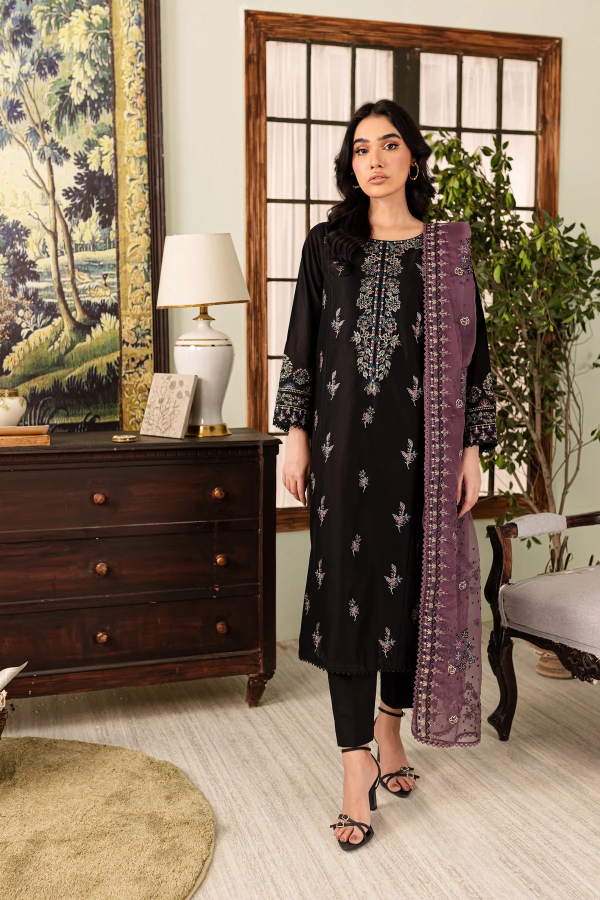 Best Selling - Black Eve 3Pc Embroidered Cotton Suit