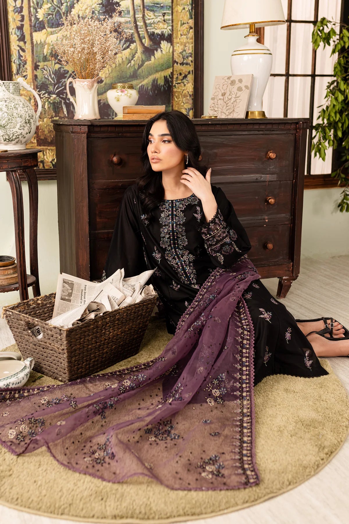 Best Selling - Black Eve 3Pc Embroidered Cotton Suit