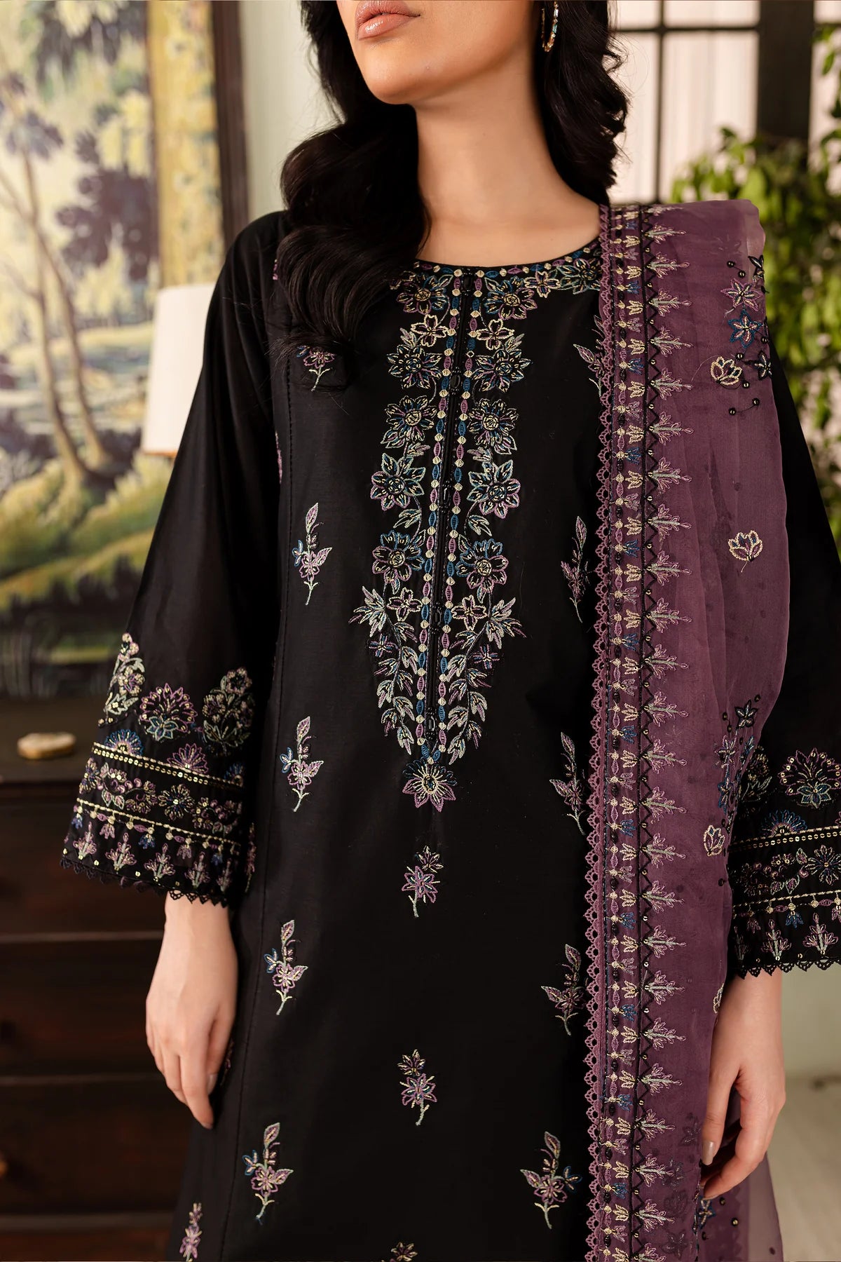 Best Selling - Black Eve 3Pc Embroidered Cotton Suit